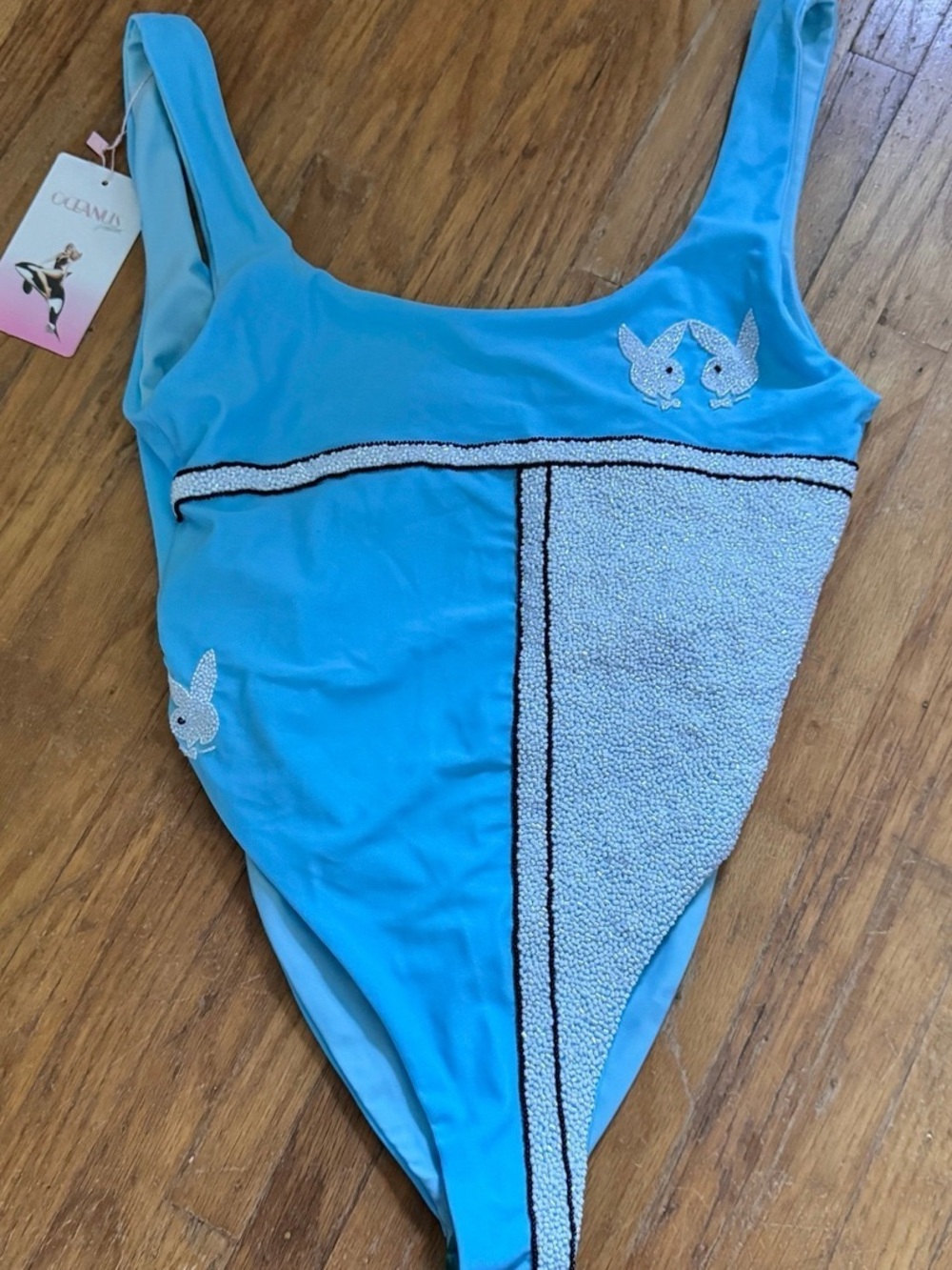 Playboy Oceanus Turquoise One-Piece Swimsuit NWT